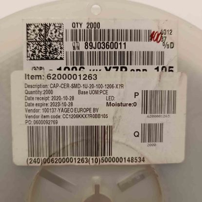 CC1206KKX7R0BB105 1MF 100V 1206 YAGEO SMD SERAMİK KONDANSATÖR resmi