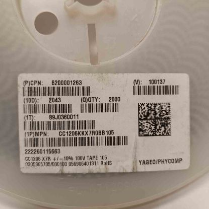 CC1206KKX7R0BB105 1MF 100V 1206 YAGEO SMD SERAMİK KONDANSATÖR resmi