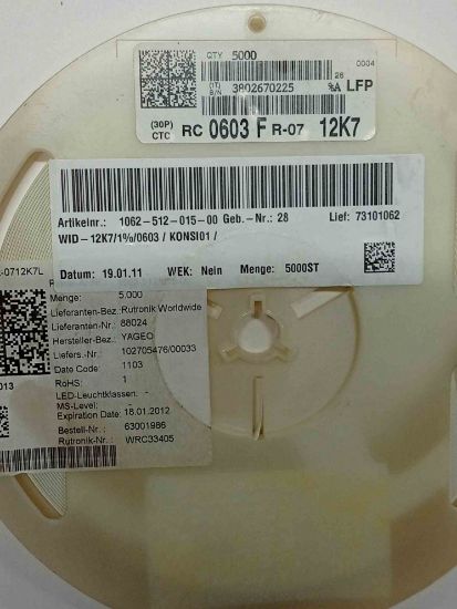 RC0603FR-0712K7 12K7 603 YAGEO SMD DİRENÇ resmi