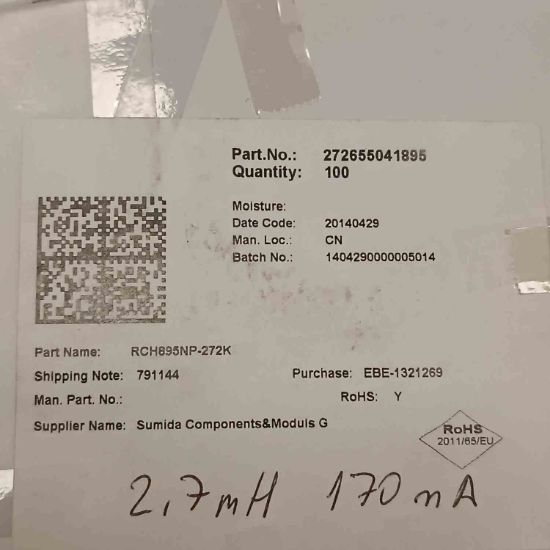 RCH895NP-272K 2.7mH 0.17A KONDANSATÖR TİPİ BOBİN resmi