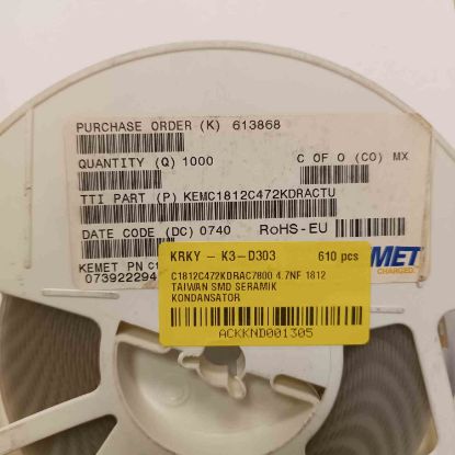 C1812C472KDRAC7800 4.7NF 1812 TAIWAN SMD SERAMİK KONDANSATÖR resmi