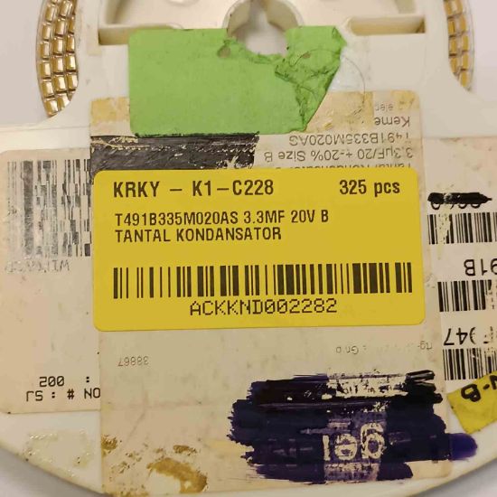 T491B335M020AS 3.3MF 20V B TANTAL KONDANSATÖR resmi