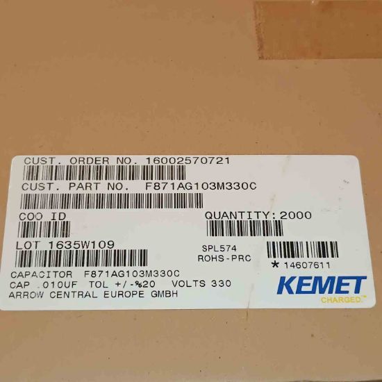 F871AG103M330C 10NF 330VAC 10 0.2 KEMET POLYESTER KONDANSATÖR resmi