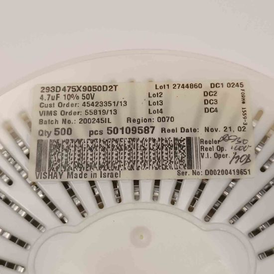 293D475X9050D2T 4.7MF 50V D VISHAY TANTAL KONDANSATÖR resmi