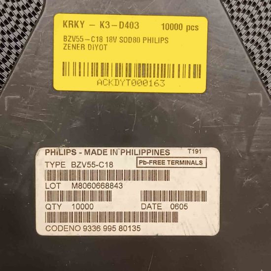 BZV55-C18 18V SOD80 PHILIPS ZENER DİYOT resmi