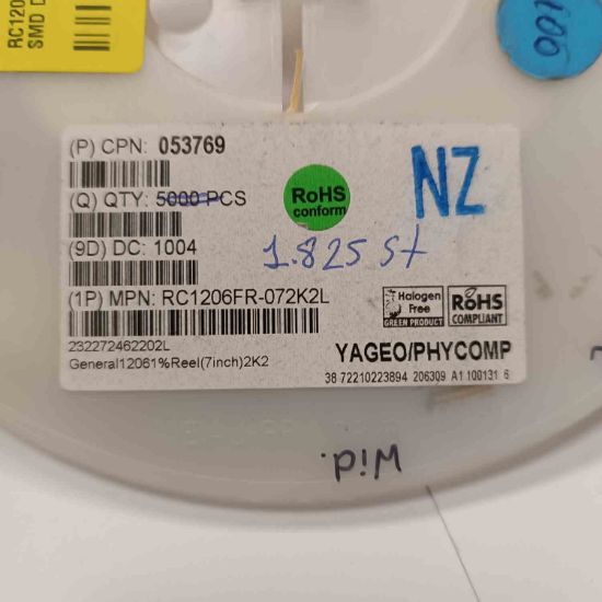 RC1206FR-072K2 2K2 1206 YAGEO SMD DİRENÇ resmi