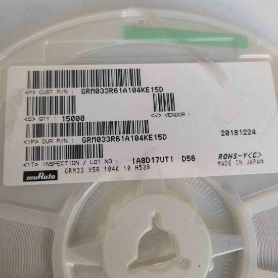 GRM033R61A104KE15D SMT 0.1 uF 10 VDC 10% 0201 X5R resmi