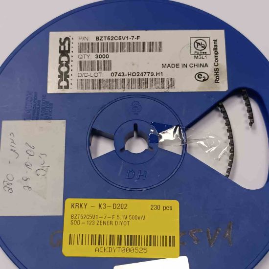 BZT52C5V1-7-F 5.1V 500mV SOD-123 ZENER DİYOT resmi