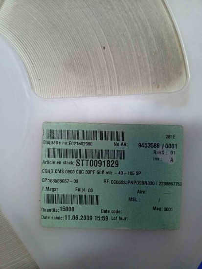 CC0603JPNP09BN330 33PF 50V 603 NPO SMD SERAMİK KONDANSATÖR resmi