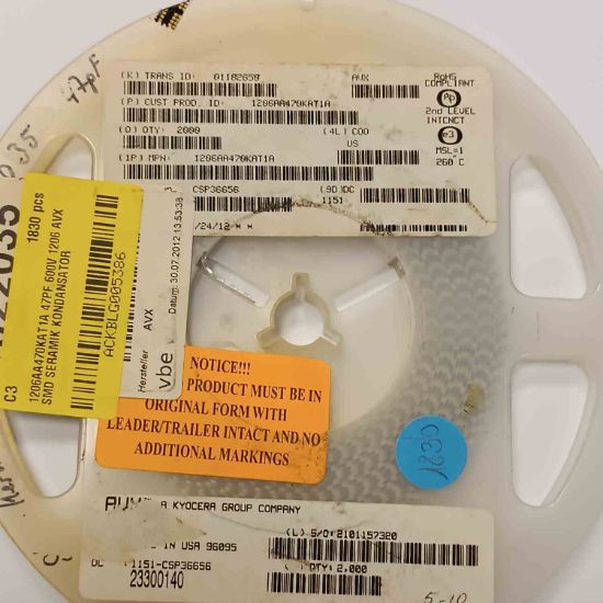 1206AA470KAT1A 47PF 600V 1206 AVX SMD SERAMİK KONDANSATÖR resmi
