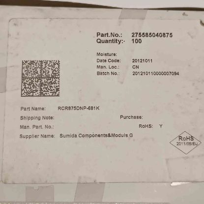 RCR875DNP-681K 680uH 0.28A 8.3X8.3X7,5 KONDANSATÖR TİPİ BOBİN resmi