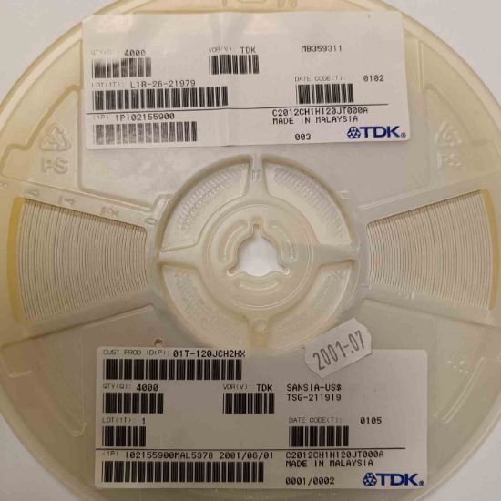 C2012CH1H120JT000A 12PF 50V 805 TDK SMD SERAMİK KONDANSATÖR resmi