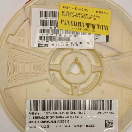 GRM0335C1E3R9BD01D 3.9PF 603 SMD SERAMİK KONDANSATÖR resmi