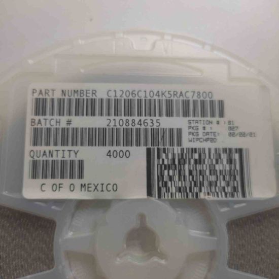 C1206C104K5RAC7800 SMD/SMT 50V 0.1uF X7R 1206 10% resmi