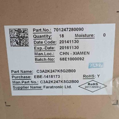 C3A2K247K5G2B00 240MF 800V .-40C /85C FARATRONIC ELKO KONDANSATÖR resmi