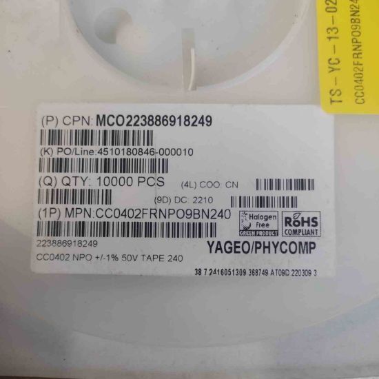 CC0402FRNPO9BN240 24pF 0402 1% 50V NP0 resmi