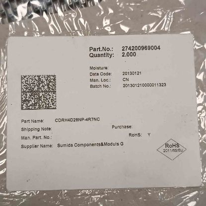 CDRH4D28NP 4,7UH 1,32A 4,7x4,7x3 SUMIDA SMD BOBİN resmi