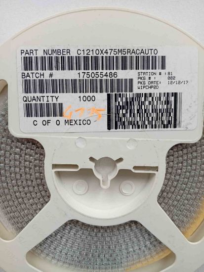 C1210X475R5RACAUTO  4.7UF, 50V, 10%, X7R, 1210 resmi