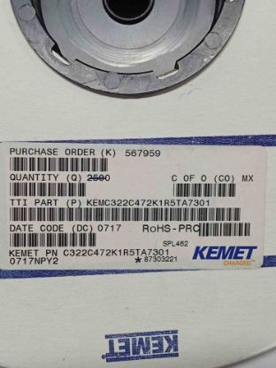 KEMC322C472K1R5TA7301 CAP CER 4700PF 100V X7R RADIAL resmi