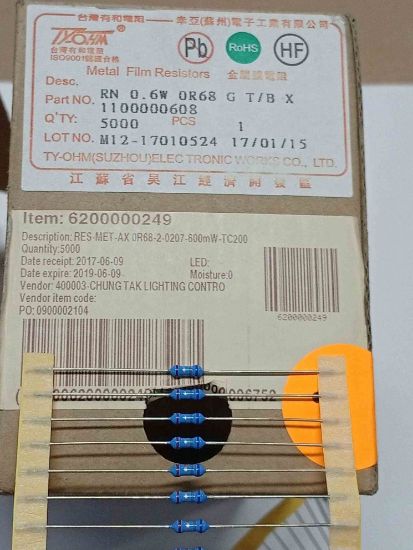 RN 0.6W 0R68 GT/BX DİRENÇ 0.68R %2 resmi