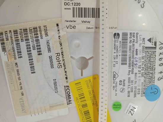 MCT06030C1009FP500 10R 603 VISHAY SMD DİRENÇ resmi