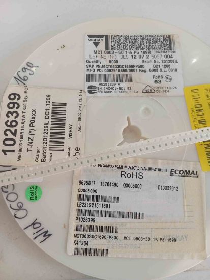MCT06030C1690FP500 169R 603 VISHAY SMD DİRENÇ resmi