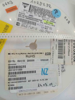 MCT06030C2009FP500 20R 603 VISHAY SMD DİRENÇ resmi