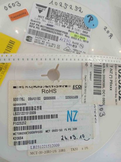 MCT06030C2009FP500 20R 603 VISHAY SMD DİRENÇ resmi