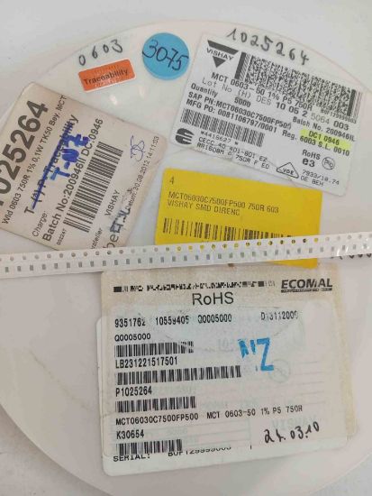 MCT06030C7500FP500 750R 603 VISHAY SMD DİRENÇ resmi