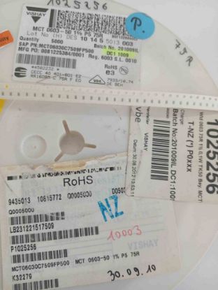 MCT06030C7509FP500 75R 603 VISHAY SMD DİRENÇ resmi