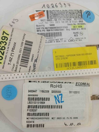 MCT0603-50P5560K 560K 603 VISHAY SMD DİRENÇ resmi